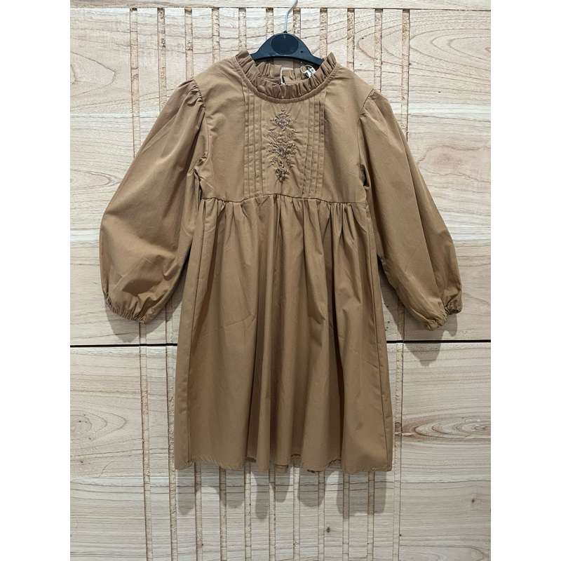 gaun midi lengan panjang korea