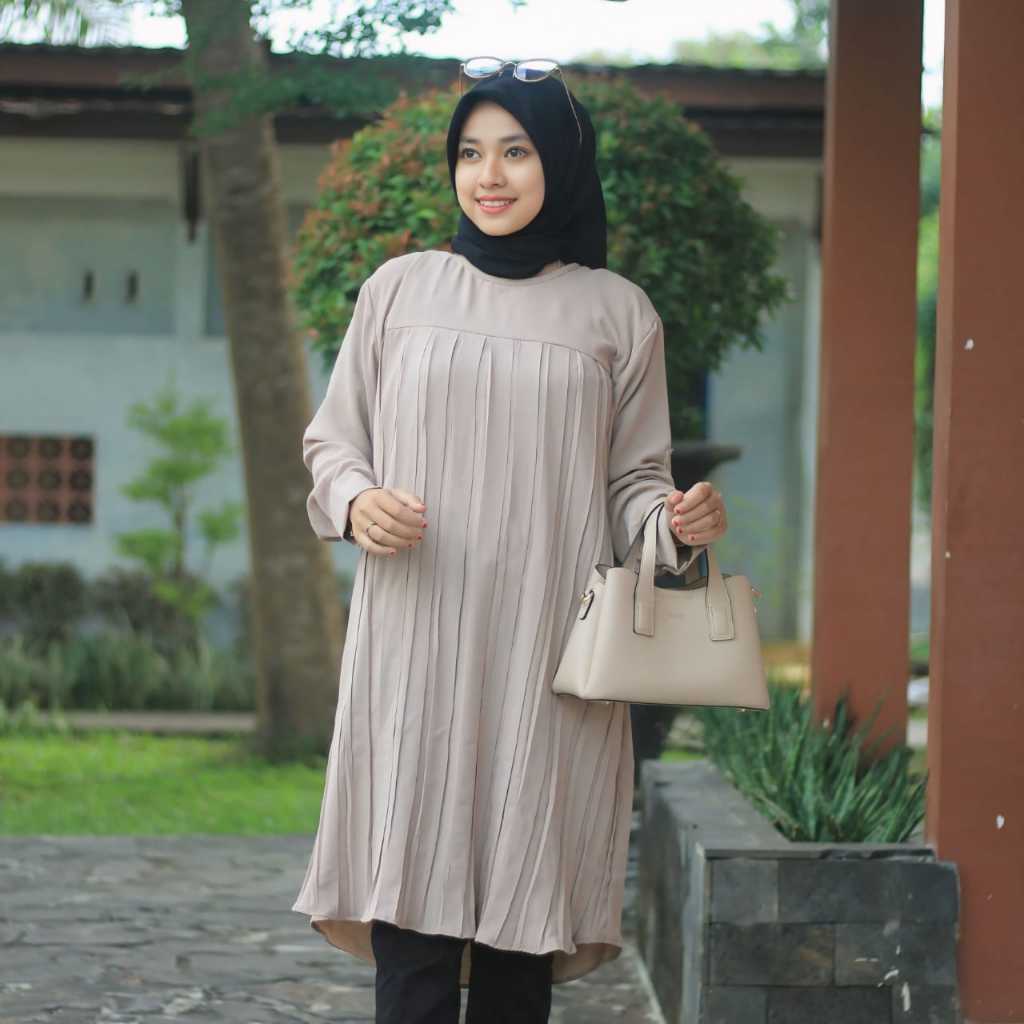 Lumira Tunik Muslim Wanita / Baju Atasan Tunik Plisket Premium