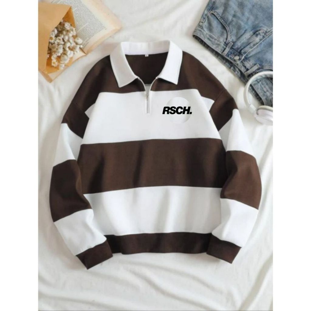 SWEATER RUGBY SALUR KOMBINASI SWEATER KERAH RESLETING SWEATER PRIA /WANITASWEATERCREWNECKSALUR
