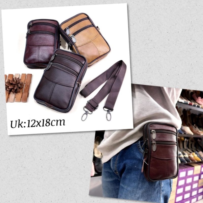 tas hp kulit pria tas kulit selempang pria tas handphone pria kulit