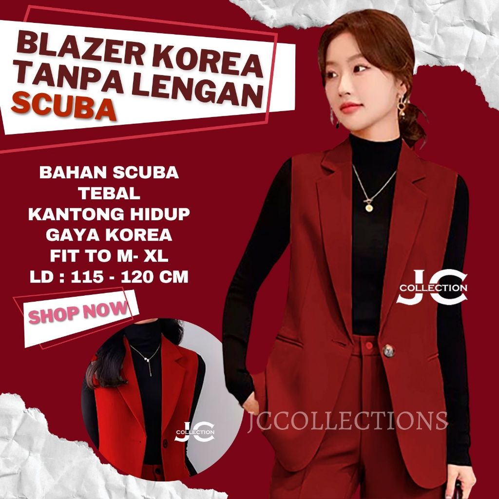 Blazer Wanita Oversize Tanpa Lengan Krah Korean Style Cindy JCCollections.id / Blazer Tanpa lengan K