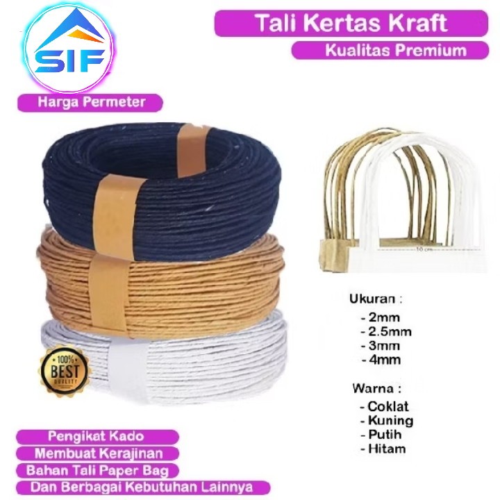 

Tali Kertas Papperbag Craft 2mm 3mm 4mm Paper Bag Rope Kraft Warna Cokelat Putih Kuning Hitam Tali Paper Bahan Ulir Untuk Kerajinan PaperBag