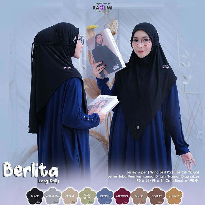Berlita Long Daily Hijab Original Raqumi Hijab Berlita Raqumi Jilbab Raqumi Berlita