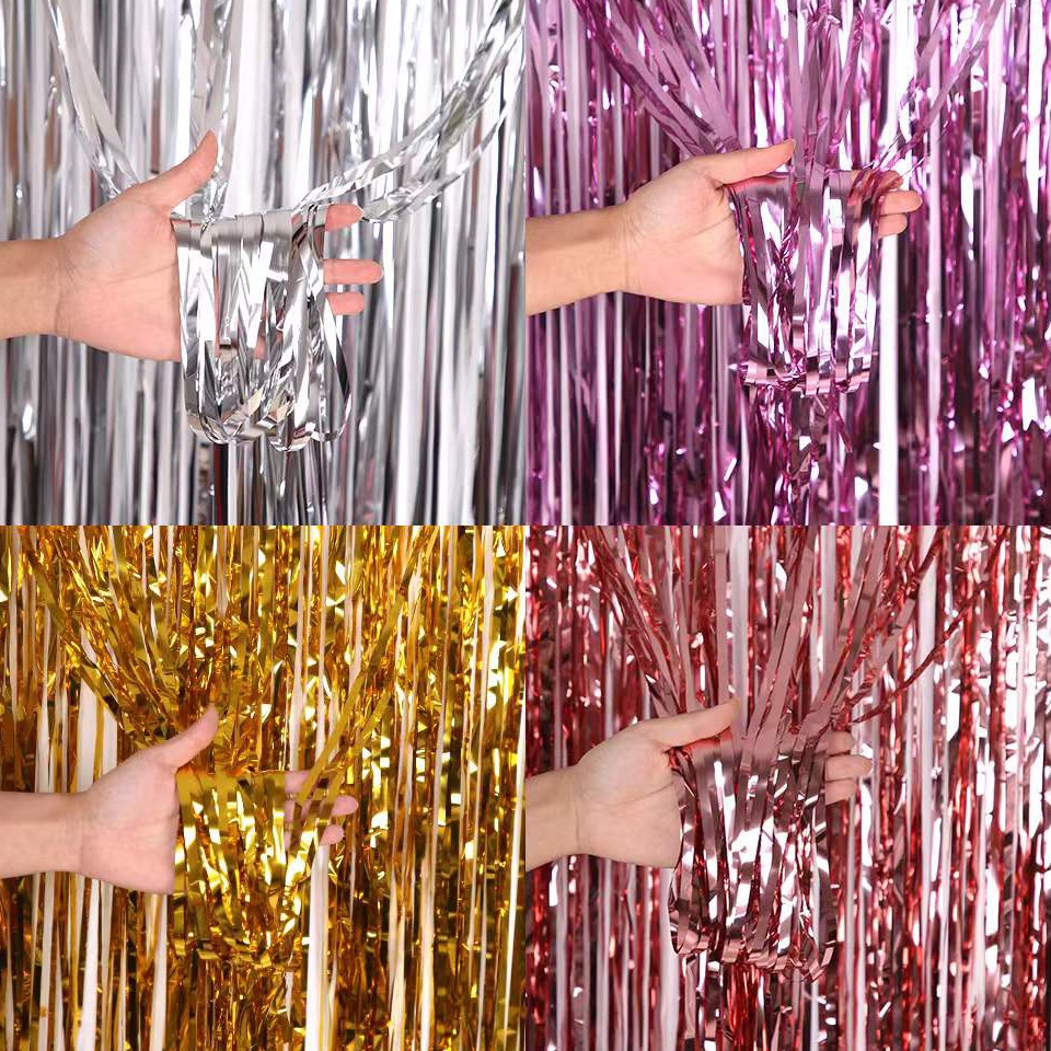 Promotion 12 m warnawarni dekorasi ulang tahun hujan tirai pesta pernikahan dekorasi pesta tirai huj