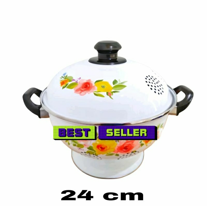 RICE BOWL WAKUL TEMPAT NASI ENAMEL IDEAL KEDAUNG 22 DAN 24 cm + TUTUP / TEMPAT