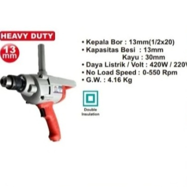 

MESIN BOR WIPRO W 6134 - 13 MM BODY BESI (550 WATT)