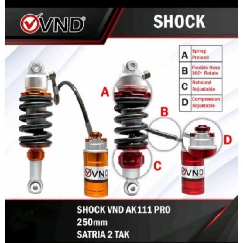 MONOSHOCK BELAKANG VND AK 111 B1 SATRIA 2 TAK/SATRIA HIU/SATRIA KOTAK VND TABUNG PISAH