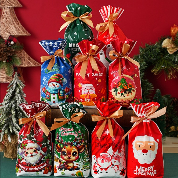 

10pcs Christmas goodie bag. kantong snack Natal. Pouch natal. Palstik Natal. Christmas Gift bag