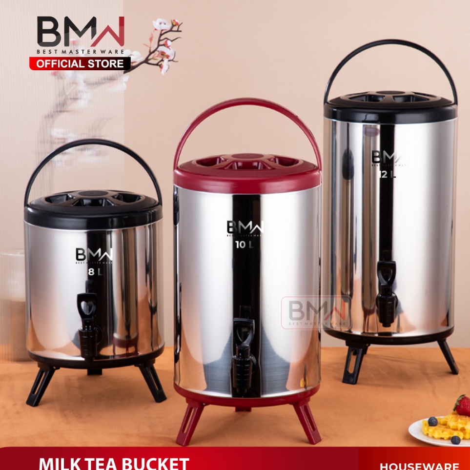 Prioritas Water Jug Milk Tea Stainless Steel BMW Kitchenware Dispenser Air Panas  Dingin Termos deng