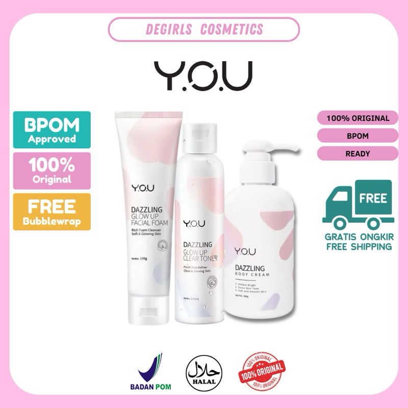 YOU Dazzling Glow Up Facial Foam | You Dazzling Glow Up Clear Toner | You Dazzling Body Cream ORIGIN