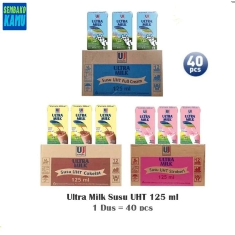 

Susu Ultra Milk UHT 125 ml 1 Dus x 40 Kotak