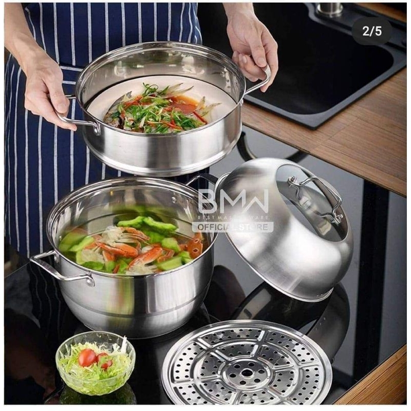 Panci Kukus Steamer Susun 3 Stainless
