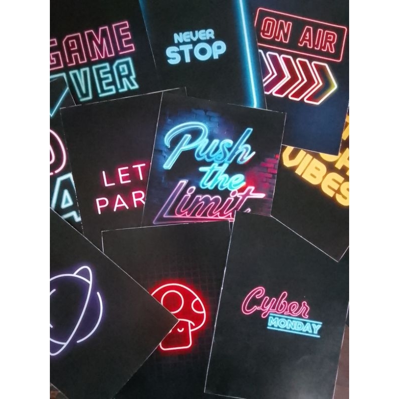 Poster Dinding Estetik Neon Warna Hitam | Poster Hiasan Dinding Kamar