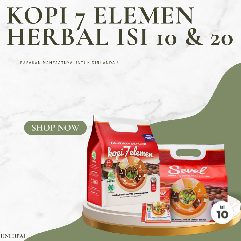 

Kopi Sehat Herbal Alami -SEVEL ISI 10 & 20- (7 elemen coffe)