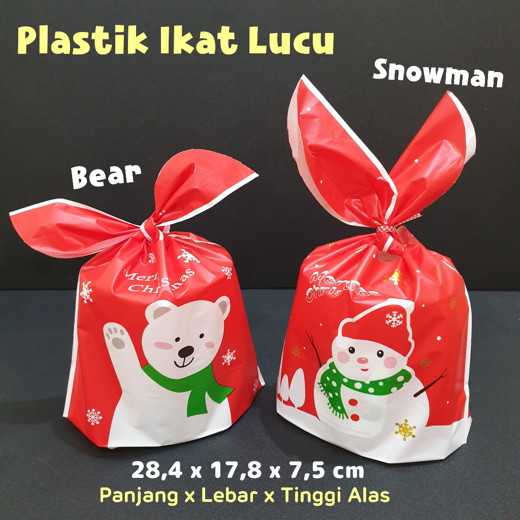 

Plastik Ikat Natal Hampers Christmas Lucu Bisa Untuk Toples Tabung 600ml