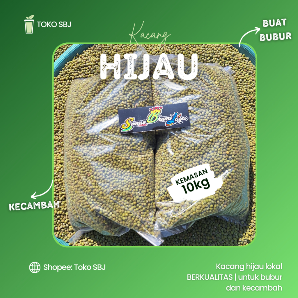 

10KG Kacang hijau KUALITAS super |Untuk bubur, Berat 5KG DAN 10KG