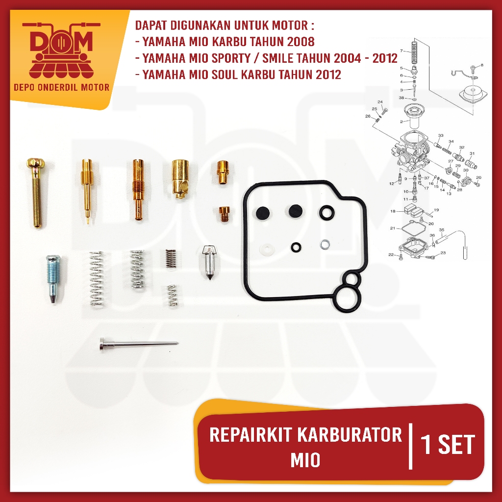Repairkit Karburator Mio (TOKAIDO) Carburator Repair Kit Parkit Spuyer Karbu Assy Yamaha Mio Karbu