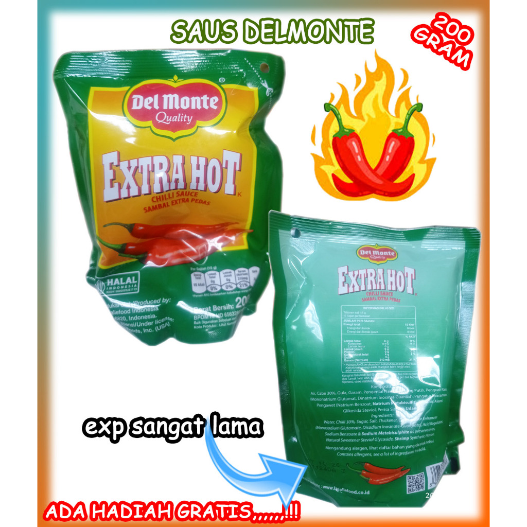 

Saus Sauce Saos Sambal Extra Pedas Del Monte Tasty Chlli Sauce Kemasan 200 gram