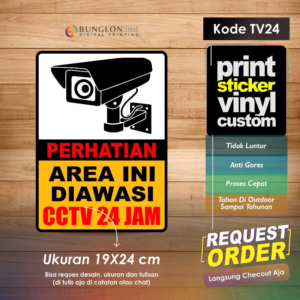 

STIKER PERHATIAN AREA INI DI AWASI CCTV 24 JAM + LAMINASI KODE TV24 KUNING