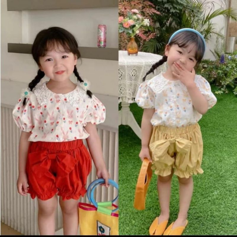 Baju Setelan Anak Perempuan Import Korean Style Celana Balon