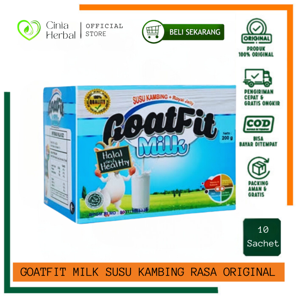 

Goatfit Milk Full Cream Susu Kambing Etawa | Goat Fit Original Per Box 10 Sachet