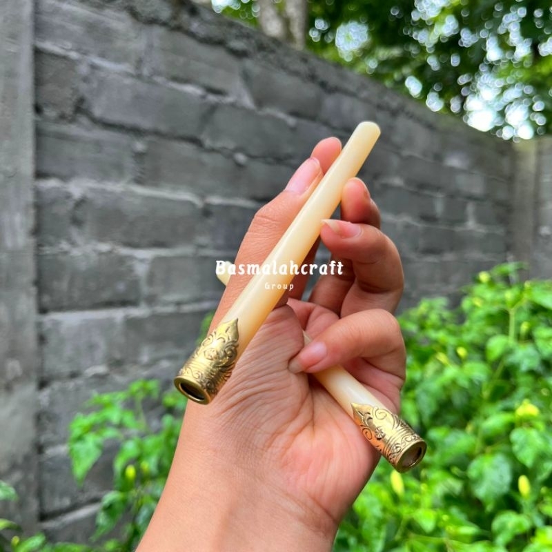 Once Pipa Tulang Sapi Asli Pakai Ring Alpaka Ukir Lawasan Antik