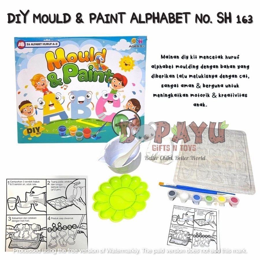 Mainan Kreasi Anak DIY MOULD PAINT ALFABET SH163  Mencetak Mewarnai