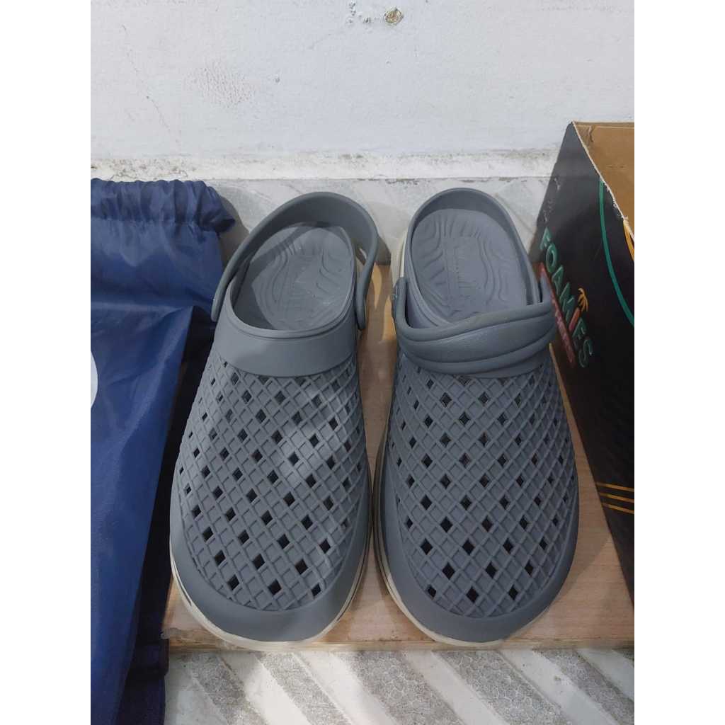 SKECHERS GO WALK 7 FOAMIES AMBITION CHARCOAL UKURAN 45 / 29 CM MACHINE WASHABLE SEPATU SENDAL SKECHE