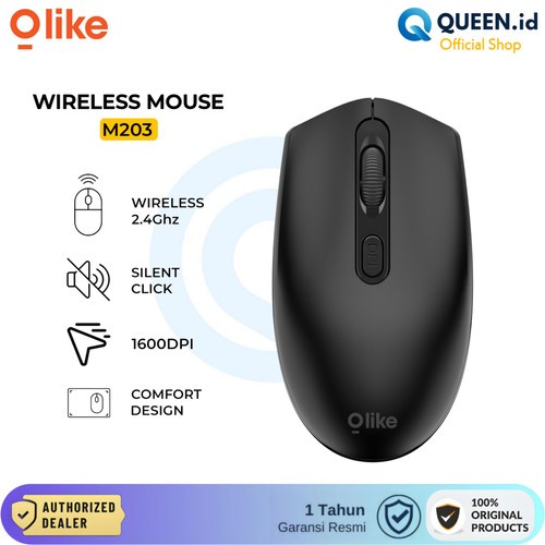 Olike M203 Wireless Mouse 2.4Ghz SILENT CLICKS Dongle USB Optical 1600DPI Ergonomic Design Comfort ,