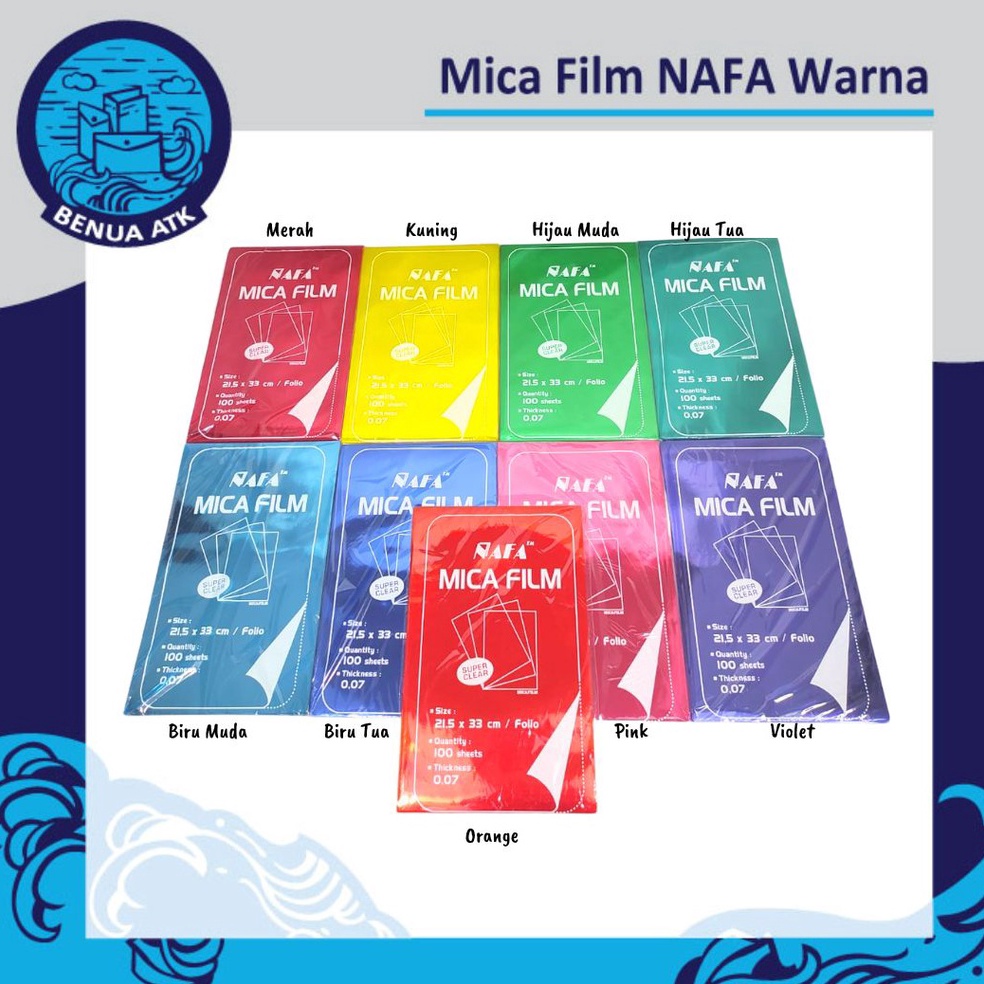 

KODE ZVNOO Mika Jilid Plastik Mica Film WARNA Folio NAFA MFF