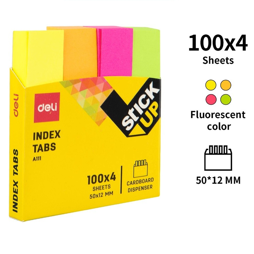 

Deli Index Tab penanda warna cerah melekat kuat 100 sheet / lembar EA11102