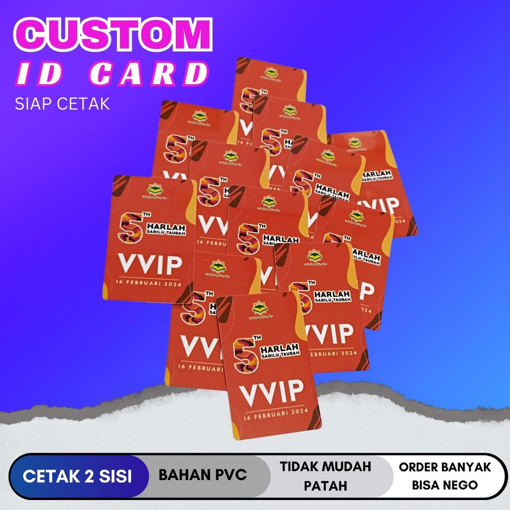

CETAK ID CARD CUSTOM UKURAN 86x54mm BAHAN PVC DESAIN SIAP CETAK