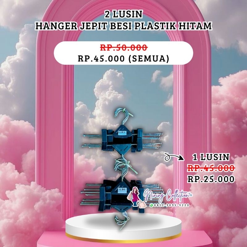PRELOVED HANGER JEPIT BESI PLASTIK HITAM (BEKAS SEPERTI BARU)
