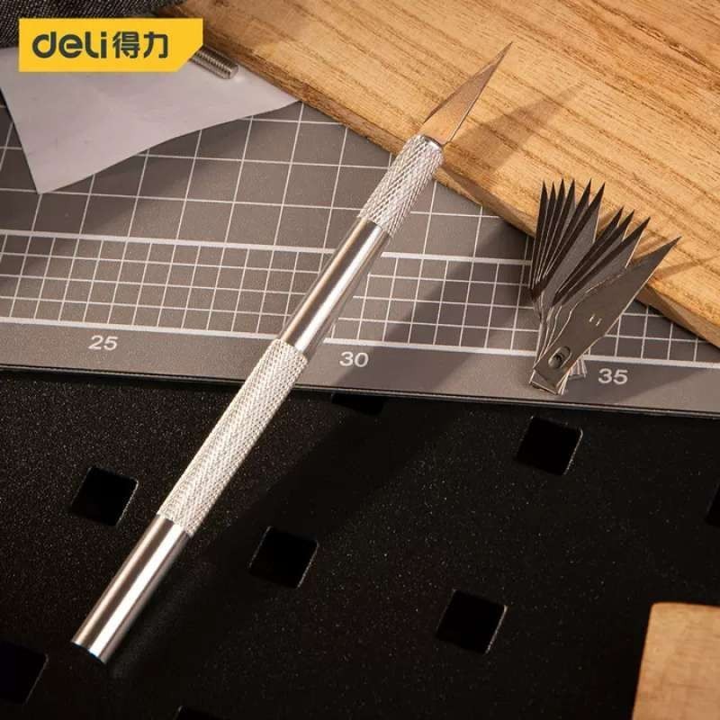 

Deli Pisau Ukir Metal Set / Craft Knife Set 10 in 1 SK5 Tajam DL359101