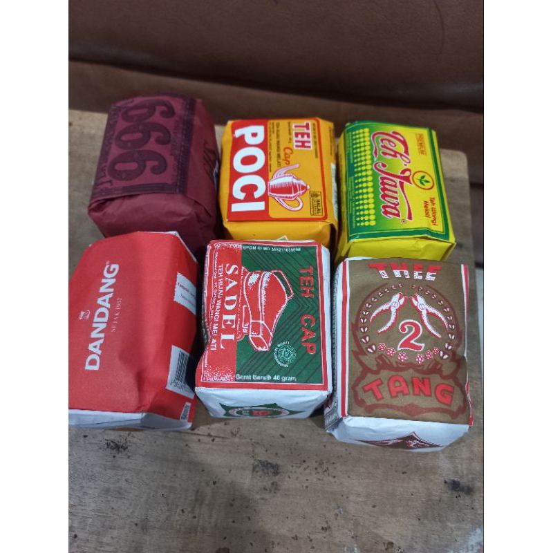 

6 macam teh dandang merah, sadel, 2 tang, jawa, poci 999