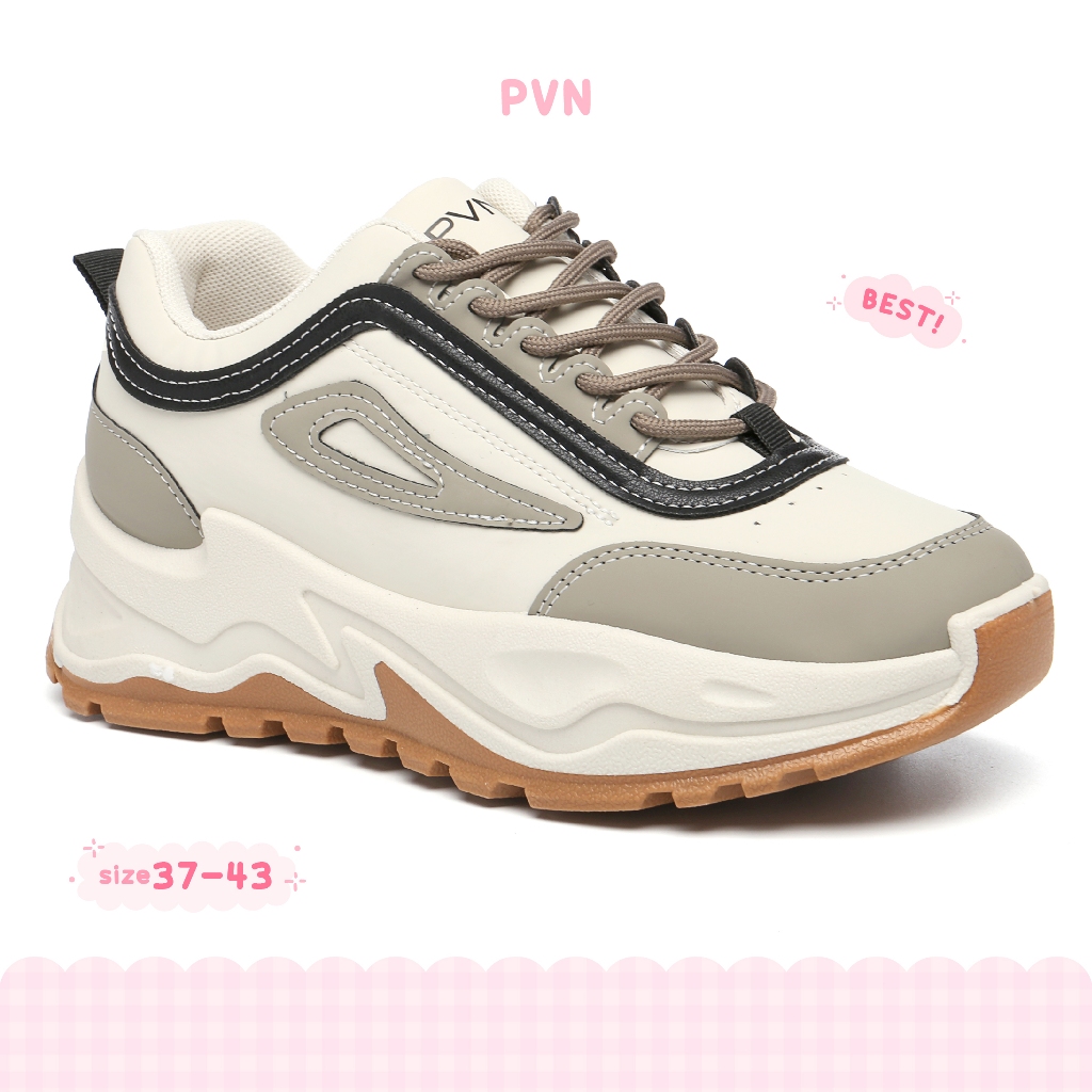 PVN Hyemi Sepatu Sneakers Olahraga Kets Krem Kasual 606