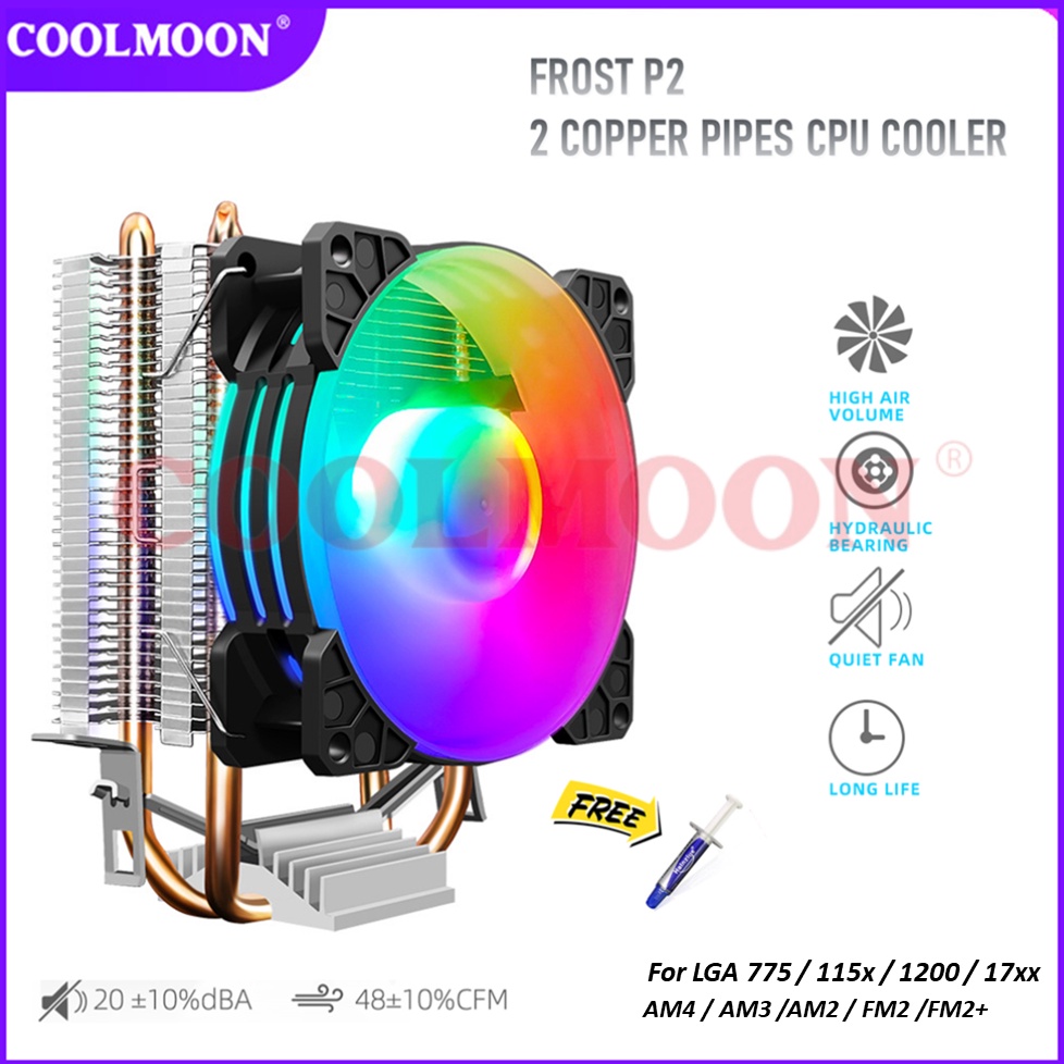 Best Product FAN CPU COOLER RGB COOLMOON P2  INTELAMD