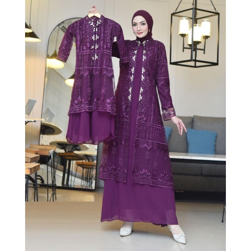 Gamis Outher lepas pasang Couple Ibu dan Anak Pesta Mewah Premium Murah Trend baju lebaran 2025
