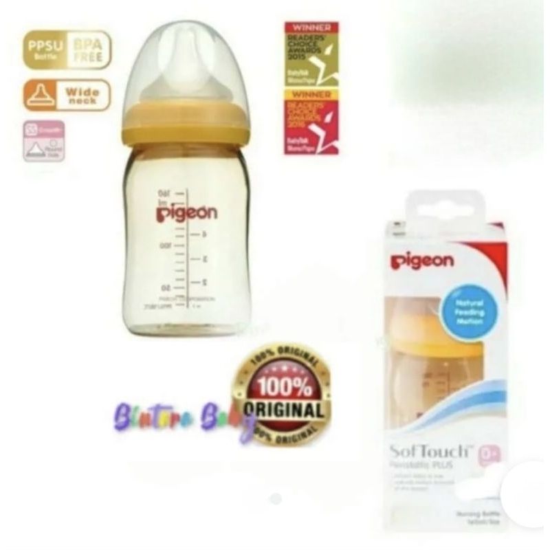 ORIGINAL Pigeon PPSU 160ml Peristaltic Plus Nipple / Botol Susu Pigeon Wide Neck PPSU 160 ml PIGEON 