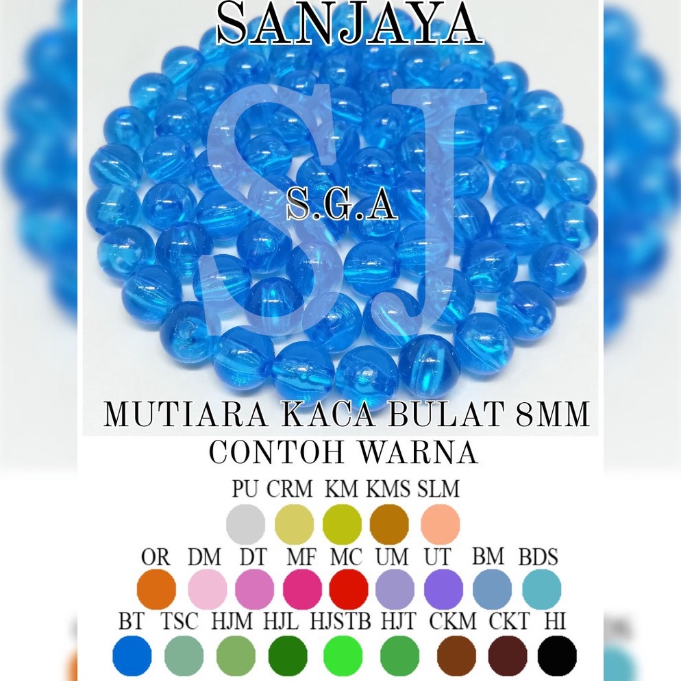 TOPSALE Manik Kaca  Mote Kaca  Manik Bulat  Mote Bulat  Mote Kaca Bulat  Mutiara Kaca Bulat 6mm  8mm