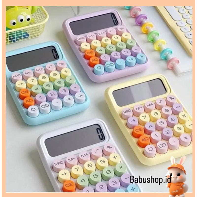 

BBS Kawaii Korea Dopamin KalkulatorWarna merk (DEXIN/RUNZON)12/10digis Display Besar Keyboard Dot Mekanik Tombol warna yg cantik