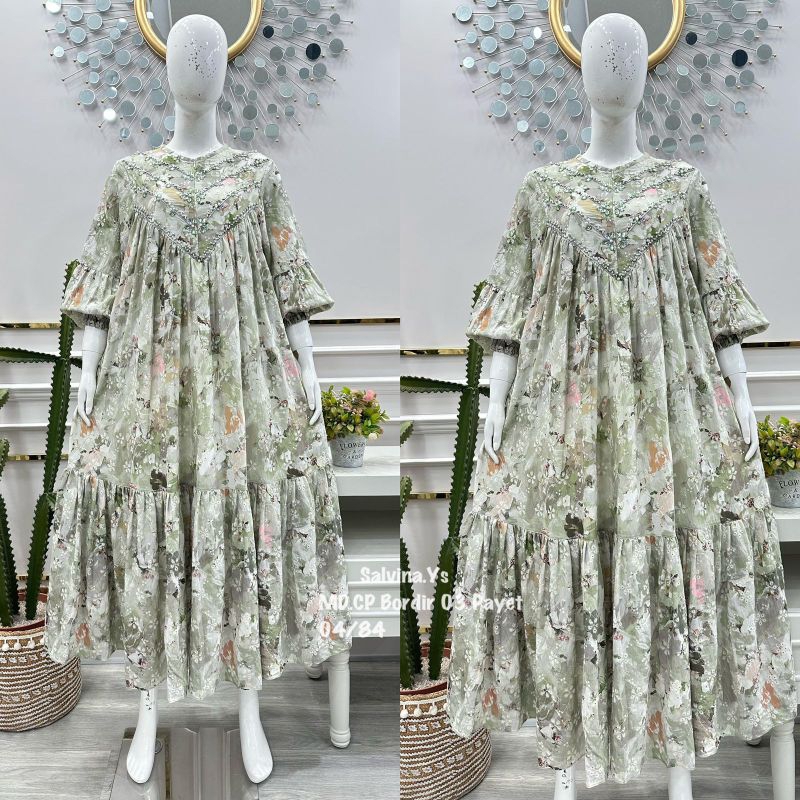 Dress katun premium / midi salvina ys / midi katun bordir salvina ys
