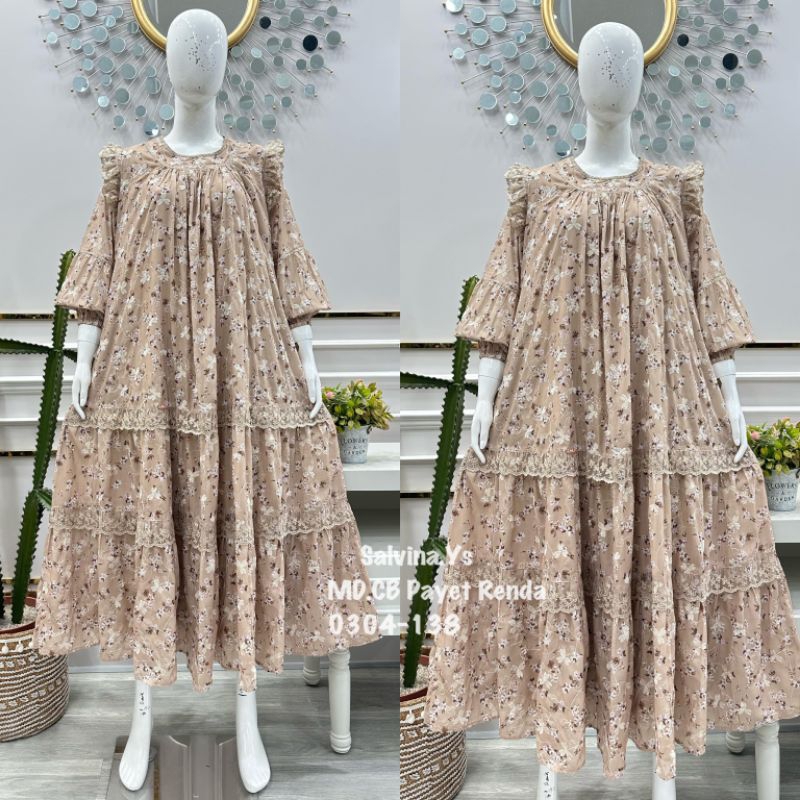 Midi dress katun salvina ys / midi dress salvina ys motif bunga kecil