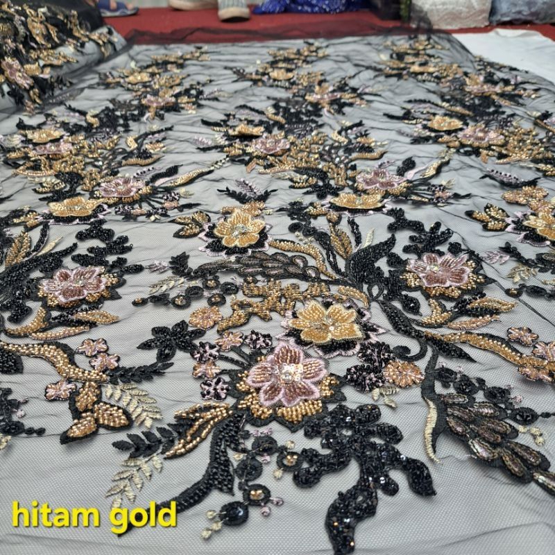 kain Tille full Payet 3D Payet soaroski jepang bahan kebaya