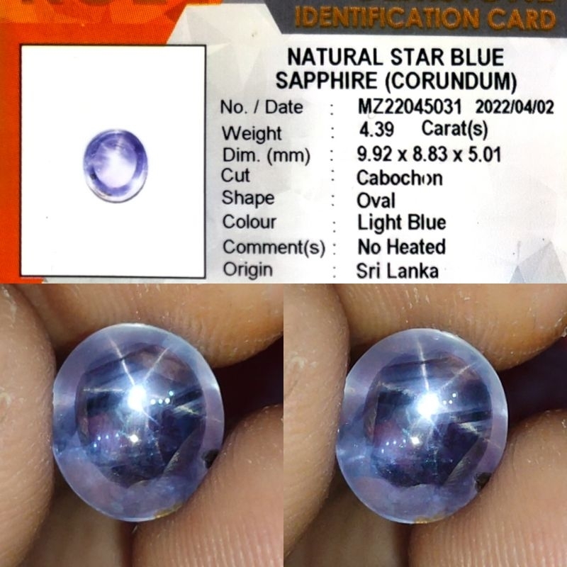 HQ ITEM Natural Star Blue Sapphire Srilanka No Heated 4.3ct KGL Material Clean Top Crystall Star Mai