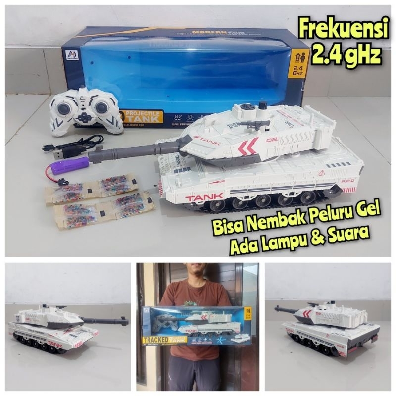 Rc Tank Remote Control Bisa Nembak Peluru Gel - Mainan Mobil Militer Remot Kontrol Baterai Cas Kolek