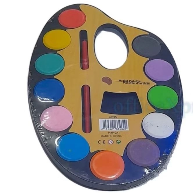 

Waiter Colour Painting 12 colour free kuas / Cat air Artist Palette free kuas