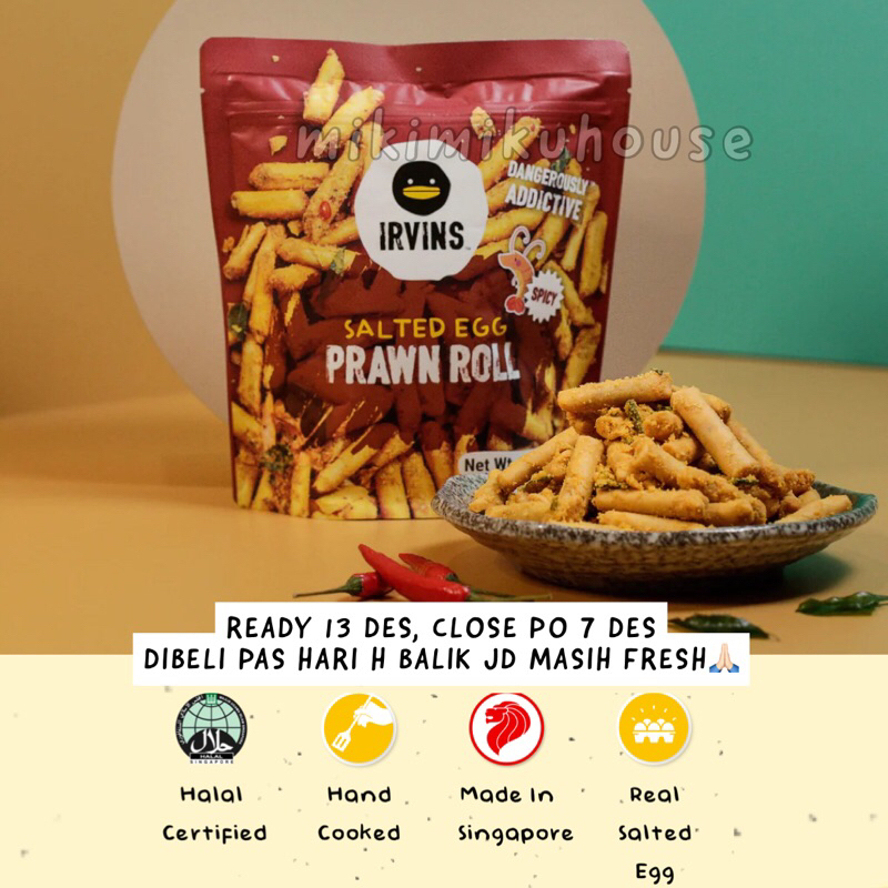 

NEW IRVINS SALTED EGG PRAWN ROLL HALAL HAE BEE SHRIMP DOLL SPICY SALTED EGG IRVINS SNACK KENTANG ASLI SINGAPORE SINGAPUR SG IRVINS KERIPIK UDANG CEMILAN CHRISTMAS NATAL POTLUCK CNY SNACK IMLEK