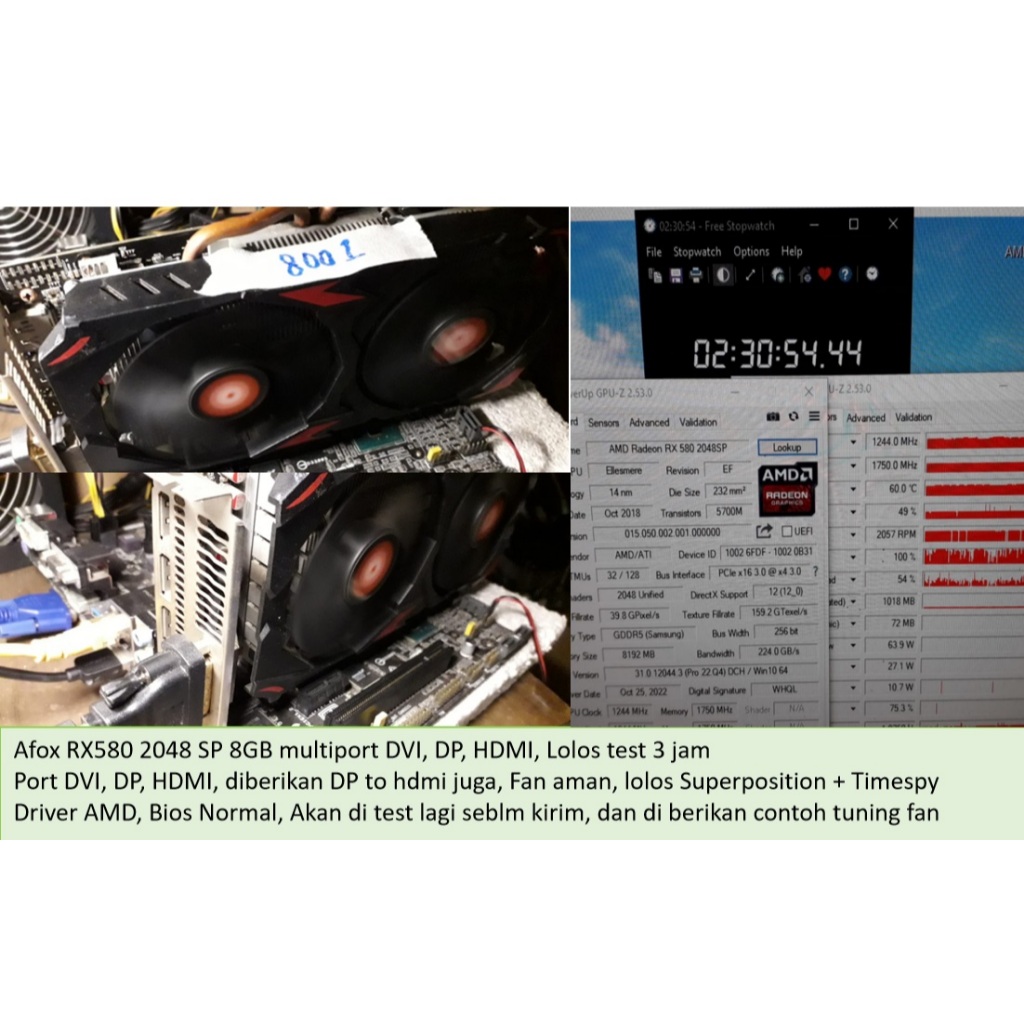 VGA 256bit VGA RX 580 RX580 2048 shader vga 8GB  lolos 3 jam benchmark AFOX PELADN AISURIX RX7 ARKTE