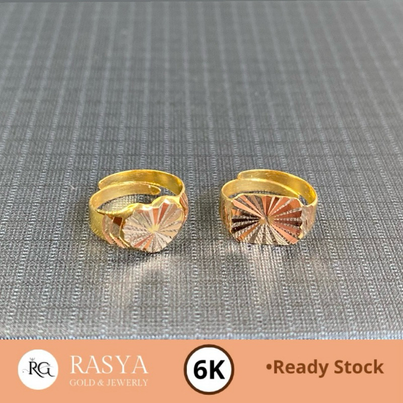 Cincin Emas Bayi Model Love Persegi Cincin Emas Anak Rasya Gold